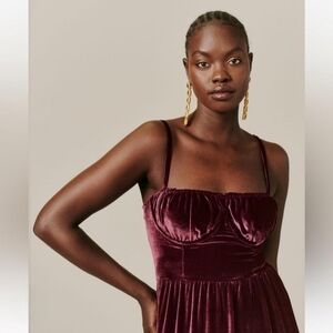 Reformation Elegant Burgundy Velvet Dress